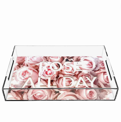 Roses All Day Acrylic Lucite Tray