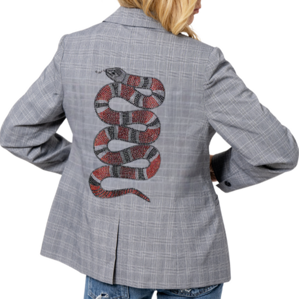 Snake Blazer - Black Plaid