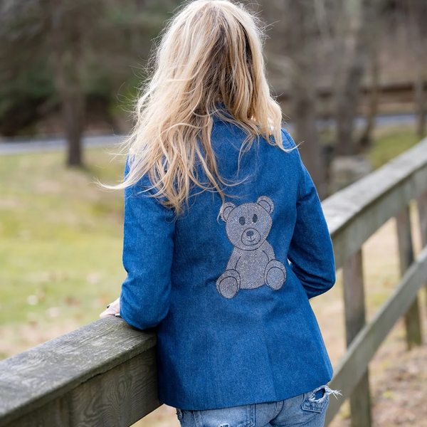 Crystal Teddy Blazer - Denim SAMPLE SALE