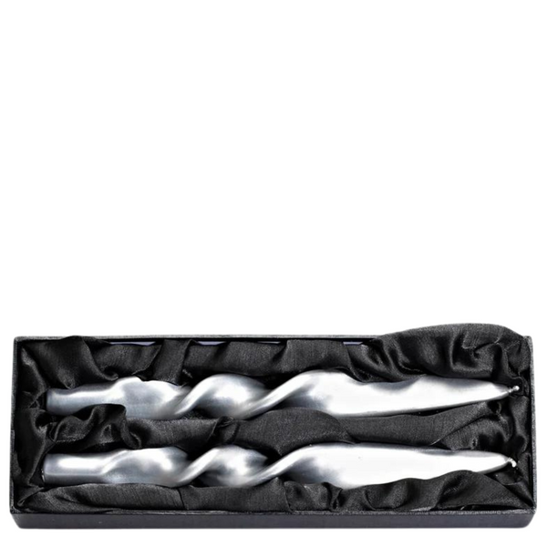Lacquered Twist Silver Candles - Set of 2