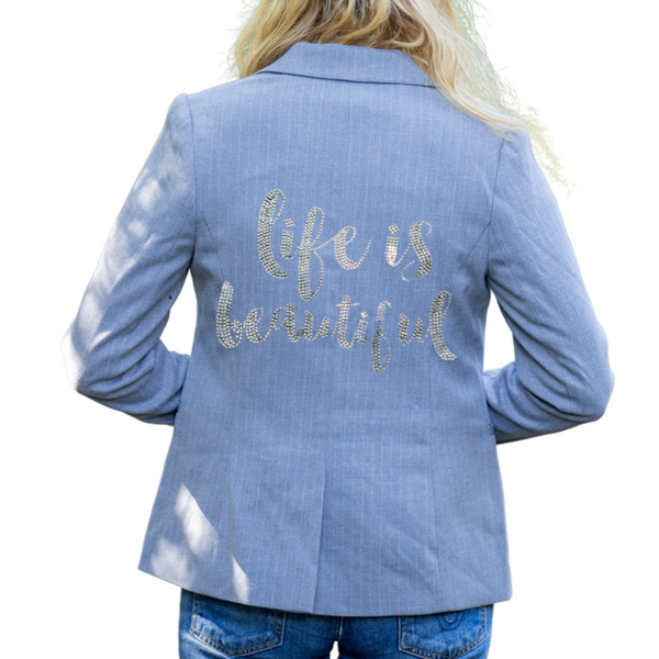Life is Beautiful Blazer - Grey Pinstripe