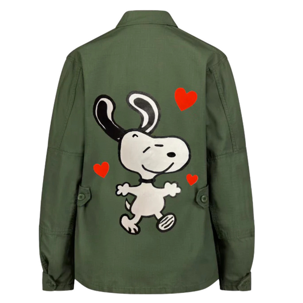 Screen Printed Snoopy on an Army Jacket
