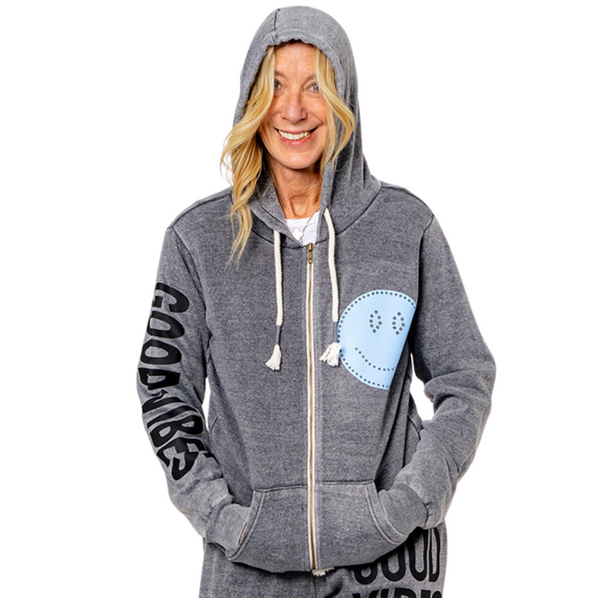 Good Vibes Smile Zip Up Hoodie