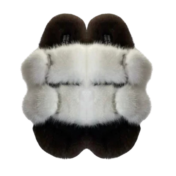 Mink Slide Sandals Shoes - Brown 'n' White