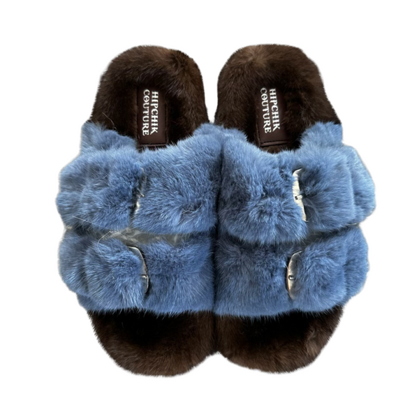 Mink Slide Sandals Shoes - Denim 'n' Brown