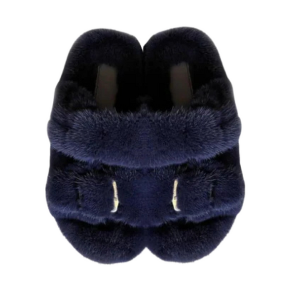 Mink Slide Sandals Shoes - Navy