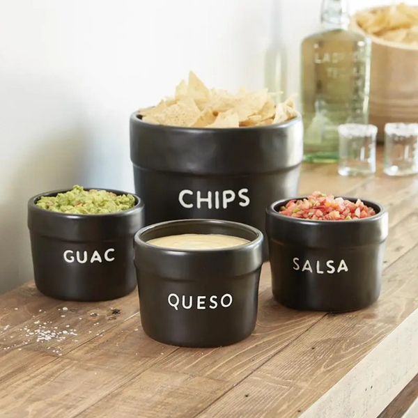 Black Ceramic Chips Bowl