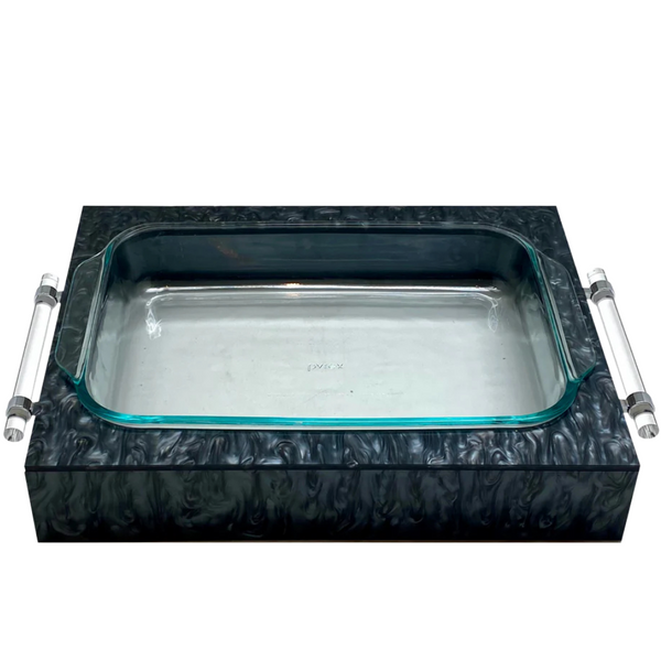 Vento Pyrex Casserole Black Marble with Lucite Handles
