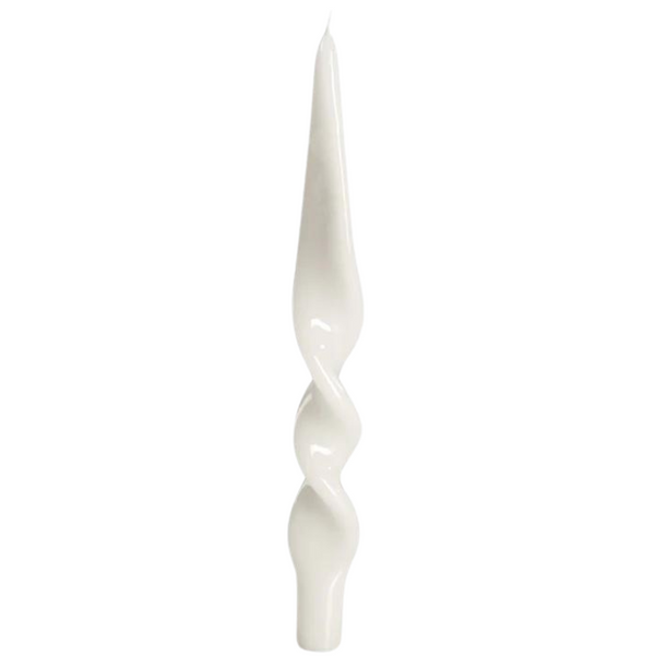 Lacquered Twist White Candles - Set of 2