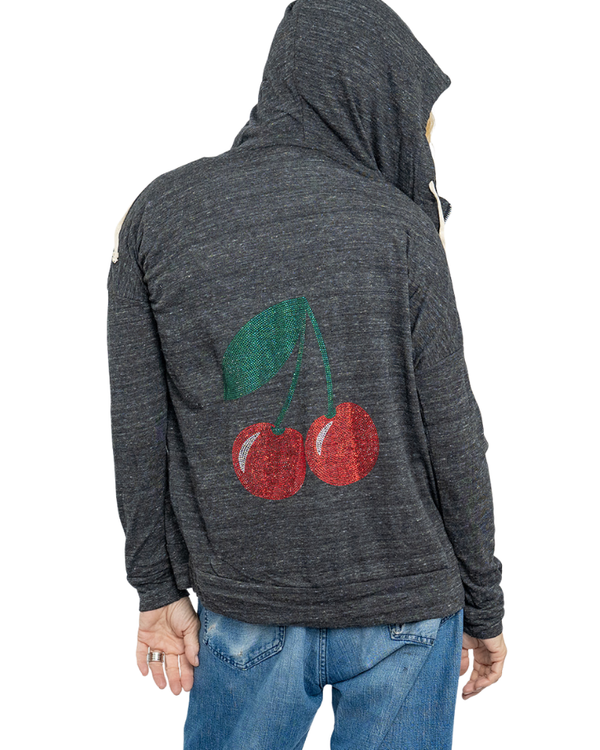 Jersey Zip Up Hoodie Cherries