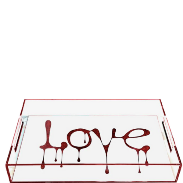 Acrylic Red Drip Love Tray