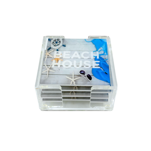 Acrylic Beach House Shells Coasters