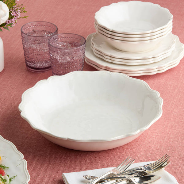 Cream Melamine Large Serving Bowl 13.75