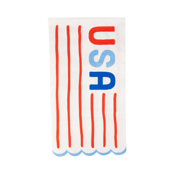 USA Striped Scallop Guest Napkin (24ct)