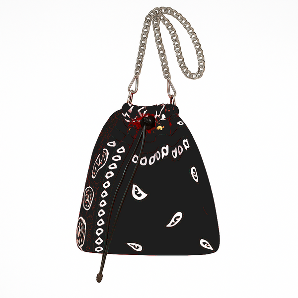 Paisley Black Chain Silk Like Pouch