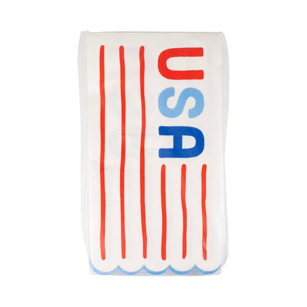 USA Striped Scallop Guest Napkin (24ct)