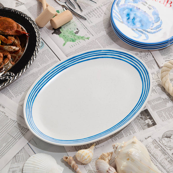 Dockside Blue Oval Platter 16 x 12