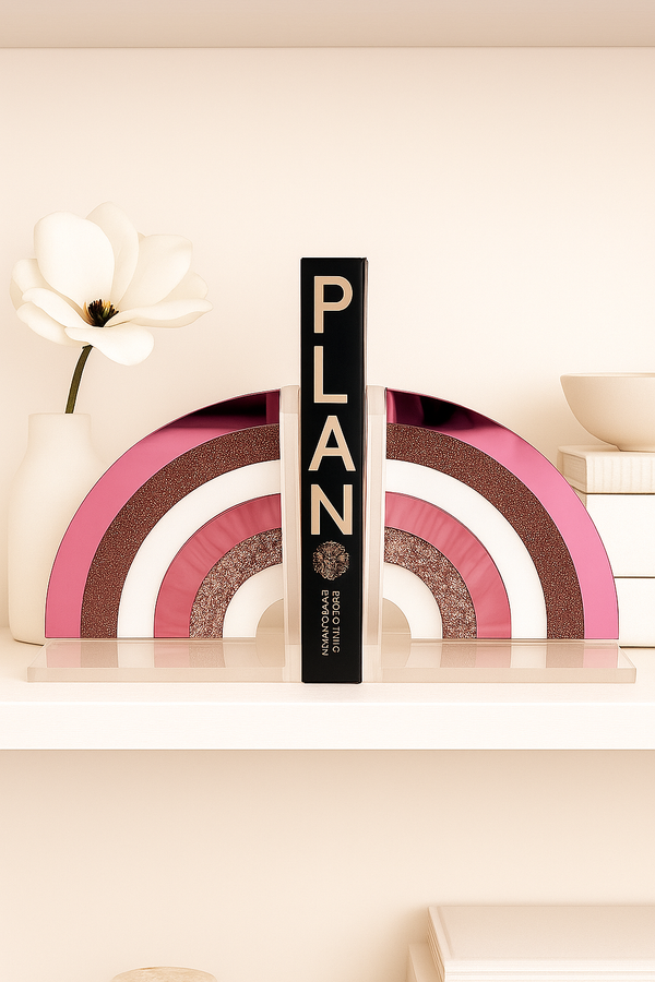 Acrylic Rainbow Pink Bookends