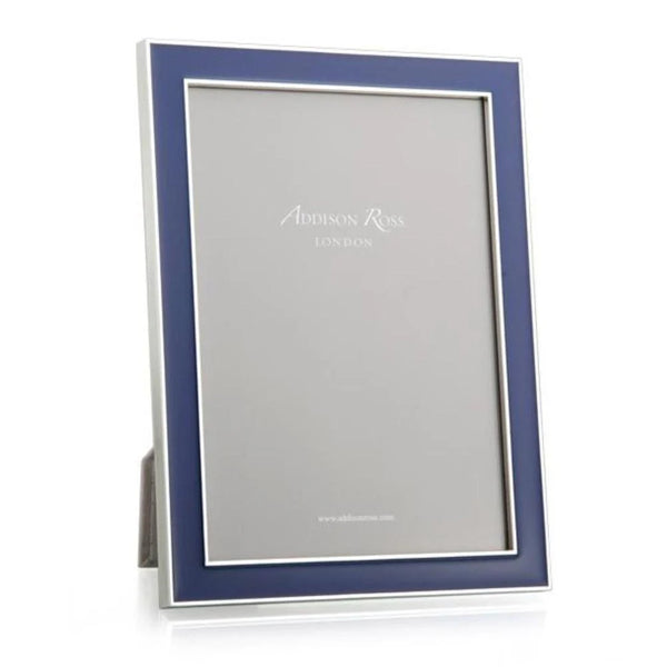 Navy Blue Enamel & Silver Frame