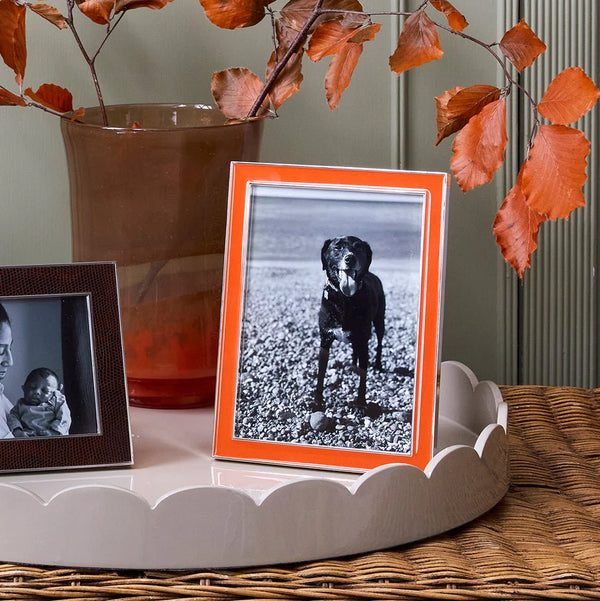 Orange Enamel & Silver Frame