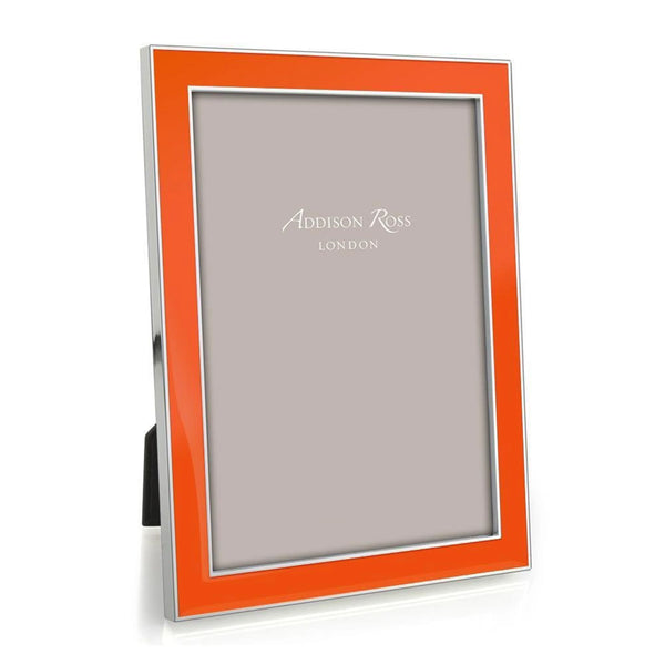 Orange Enamel & Silver Frame
