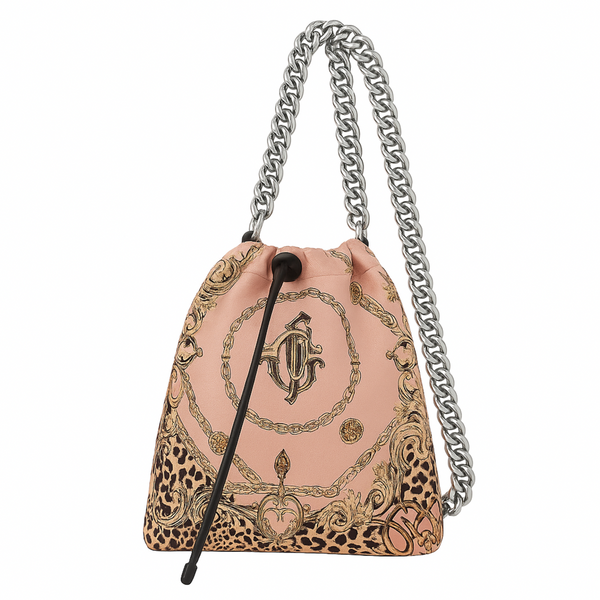Drawstring Chain Rose Chain Leopard Silk Pouch
