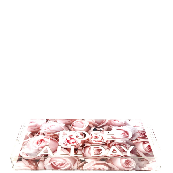Roses All Day Acrylic Lucite Tray