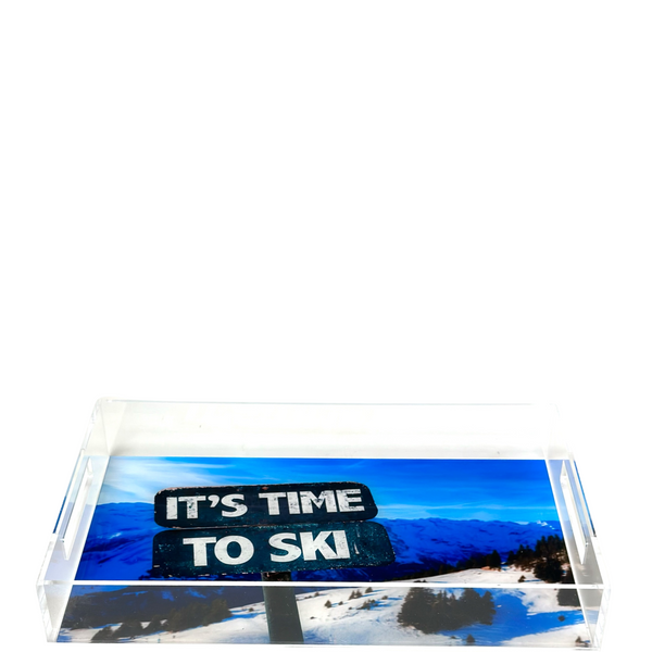 Time to SKI Acrylic Tray with Handles