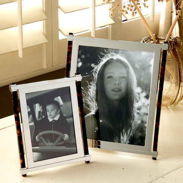 Tortoiseshell & Silver Pillar Photo Frame