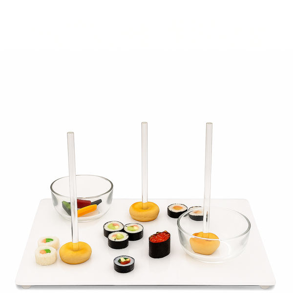 Acrylic Bagel - White Charcuterie Tray with Removable Sticks