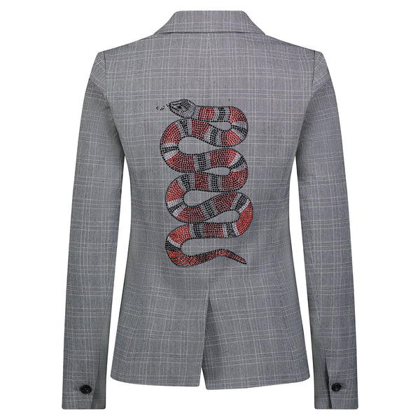 Snake Blazer - Black Plaid