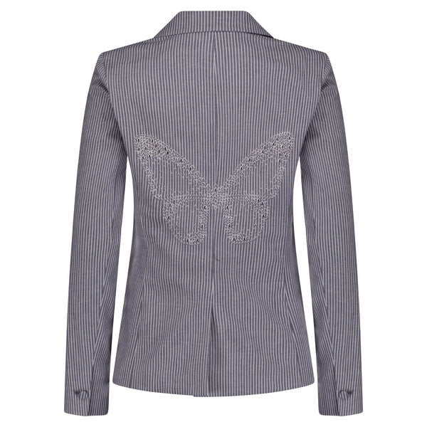 Studded Butterfly Pinstripe Blazer
