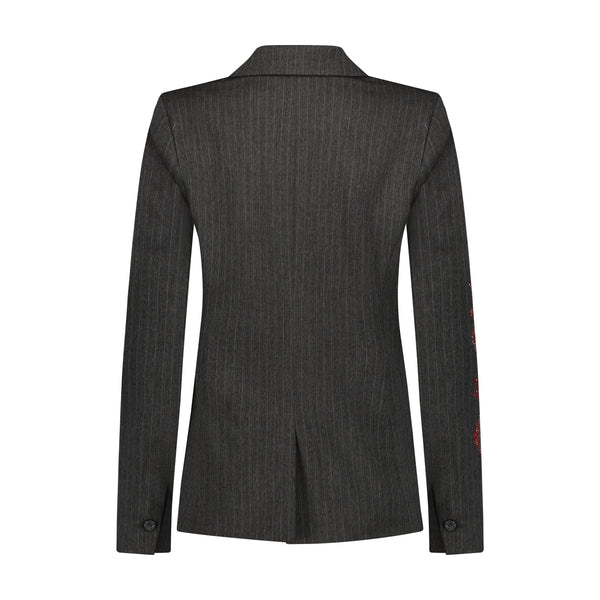 Plain Pinstripe Blazer - Charcoal