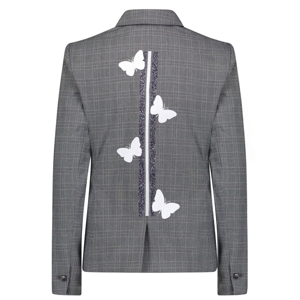 Butterflies Stripes Blazer - Black Plaid