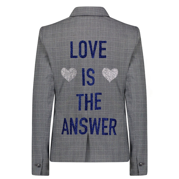 Love Is The Answer Blazer - Black Plaid