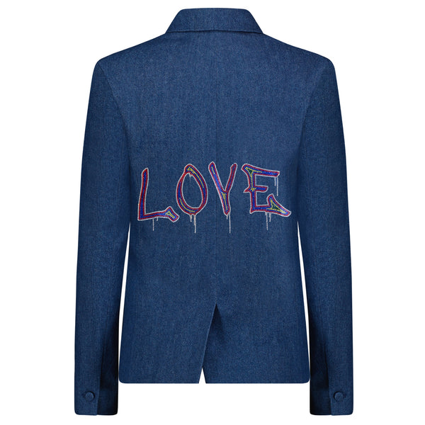 Crystals Love Drip Blazer - Denim