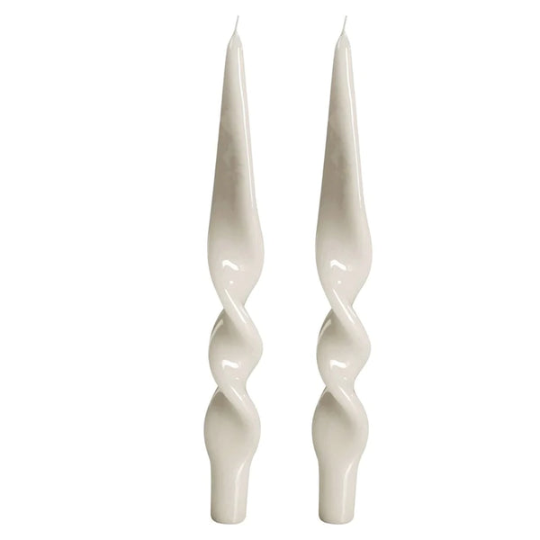 Lacquered Twist Cream Candles - Set of 2