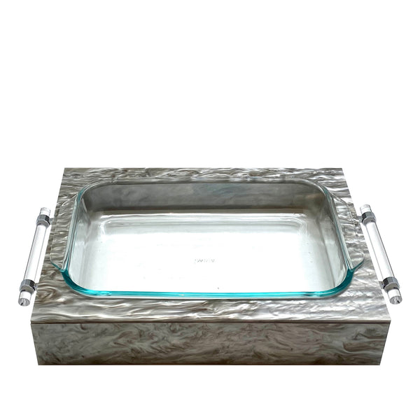 Vento Pyrex Casserole Black Marble with Lucite Handles