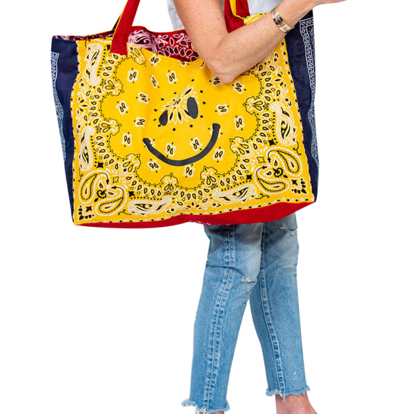 Smile Reversible Bandana Shopper Tote