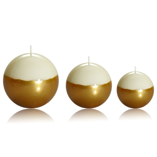 Sphere Ball Cream & Gold Candle