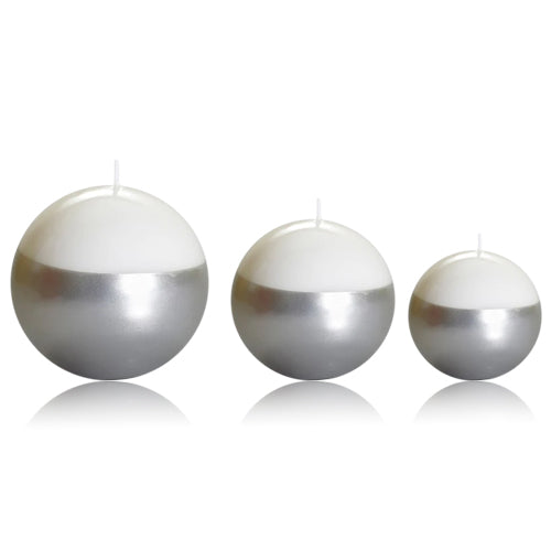 Sphere Ball White & Silver Candle