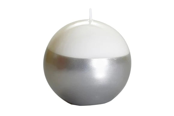 Sphere Ball White & Silver Candle