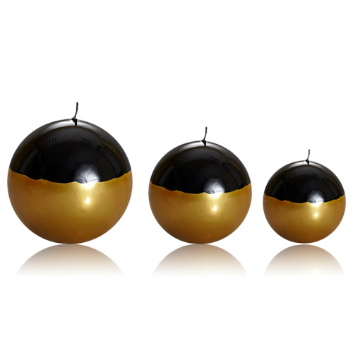 Sphere Ball Black & Gold Candle