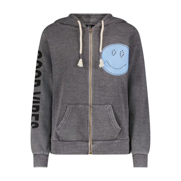 Jersey Good Vibes Smile  Zip Up Hoodie