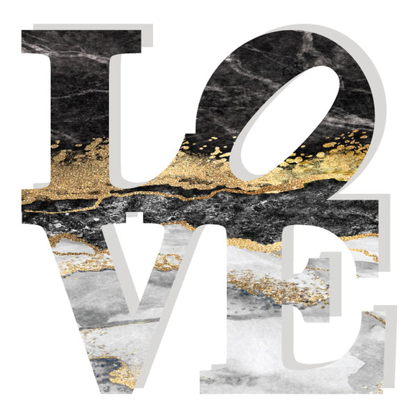Love Acrylic Object Designer Shelf Decor Black Gold in Black Gold Marble
