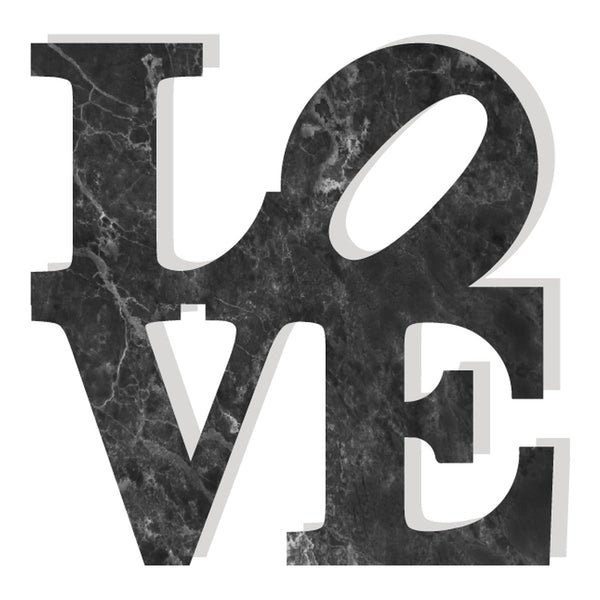 Love Acrylic Object Designer Shelf Decor Greys in Charcoal Marble