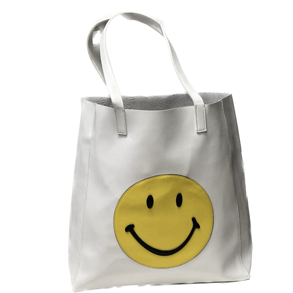 Smiley White Leather Tote