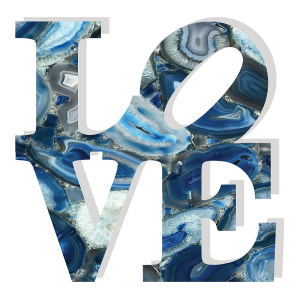 Love Acrylic Object Designer Shelf Decor Blues in Blue Agate