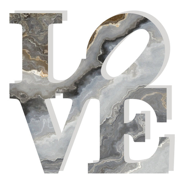 Love Acrylic Object Designer Shelf Decor Greys in Grey and Bronze Slice