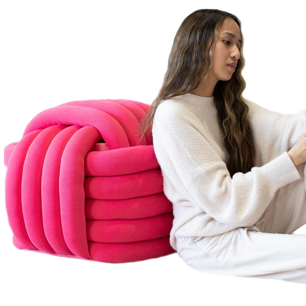 Knotted Pouf Large Hot Pink